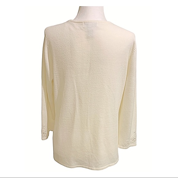 Covington Sweater Ivory Vintage Shoulder Sequins Design Pullover Sweater Size L - Picture 10 of 15